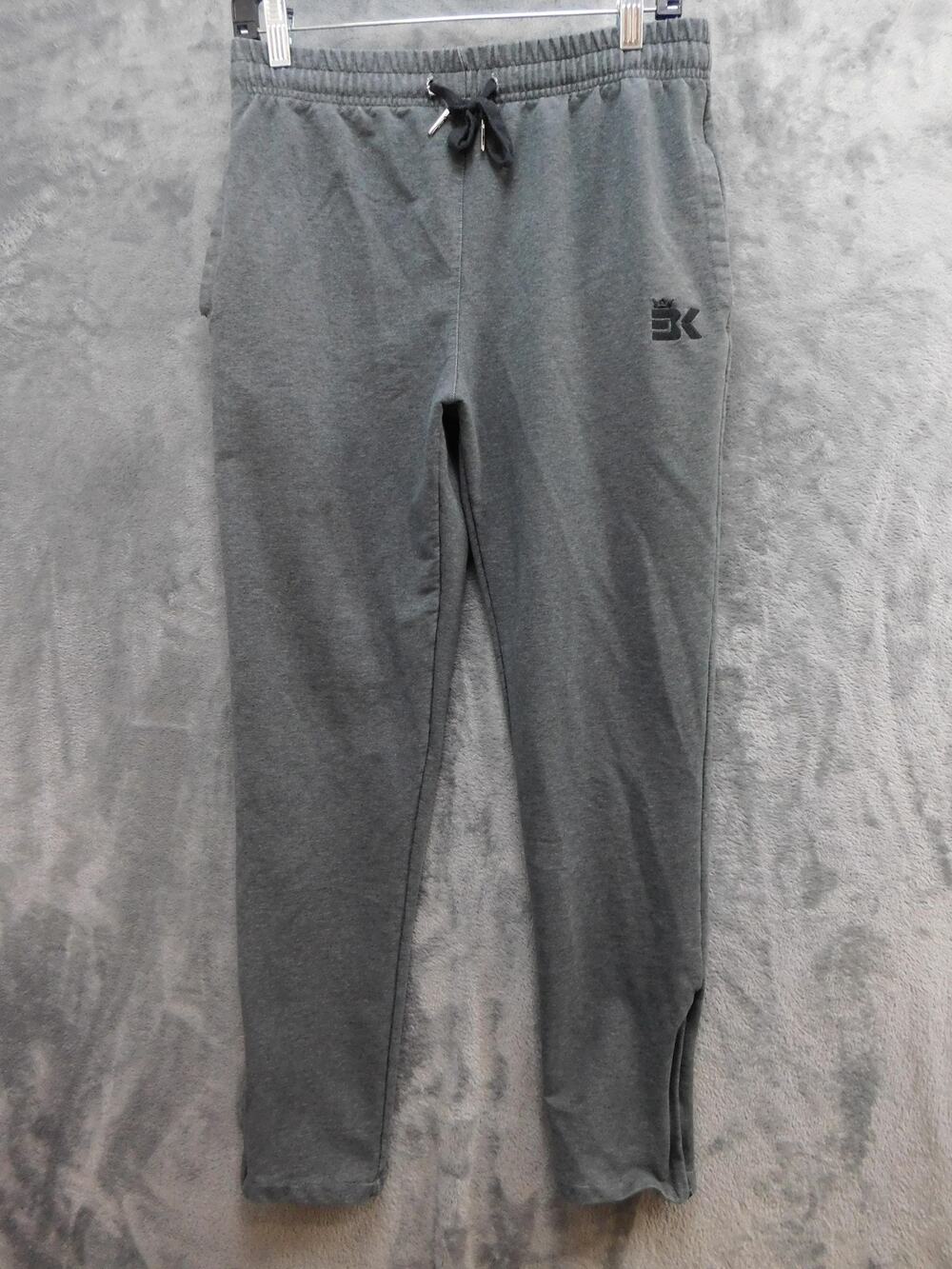 BK Sweatpants Mens Medium Gray Joggers Athletic Pants Ankles Cotton Blend